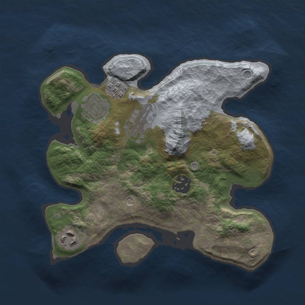 Rust Map: Barren, Size: 2500, Seed: 13825, 8 Monuments