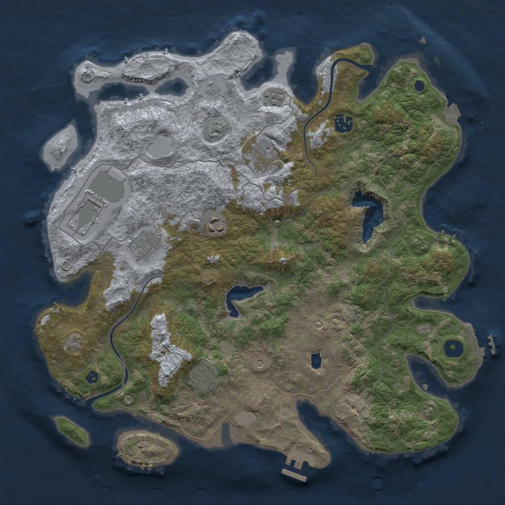 Rust Map: Procedural Map, Size: 4000, Seed: 500032521, 13 Monuments