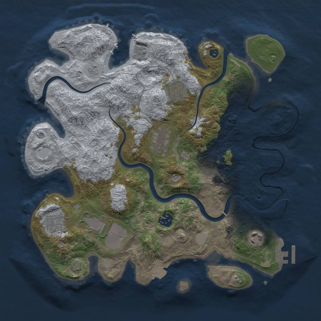 Rust Map: Procedural Map, Size: 3500, Seed: 342658689, 12 Monuments