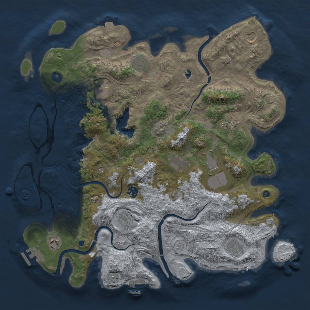 Rust Map: Procedural Map, Size: 4250, Seed: 1876168621, 17 Monuments