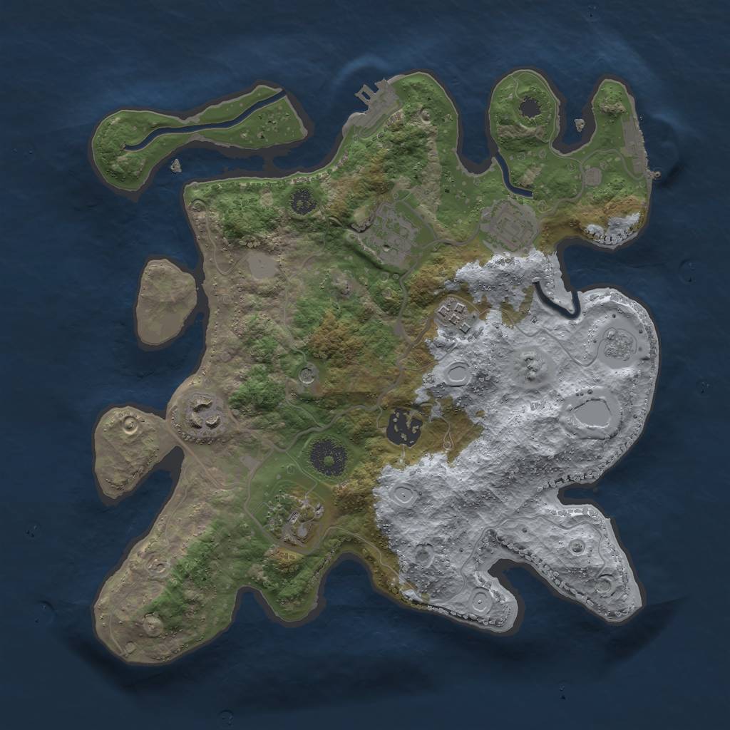 Rust Map: Procedural Map, Size: 3000, Seed: 9325325, 13 Monuments