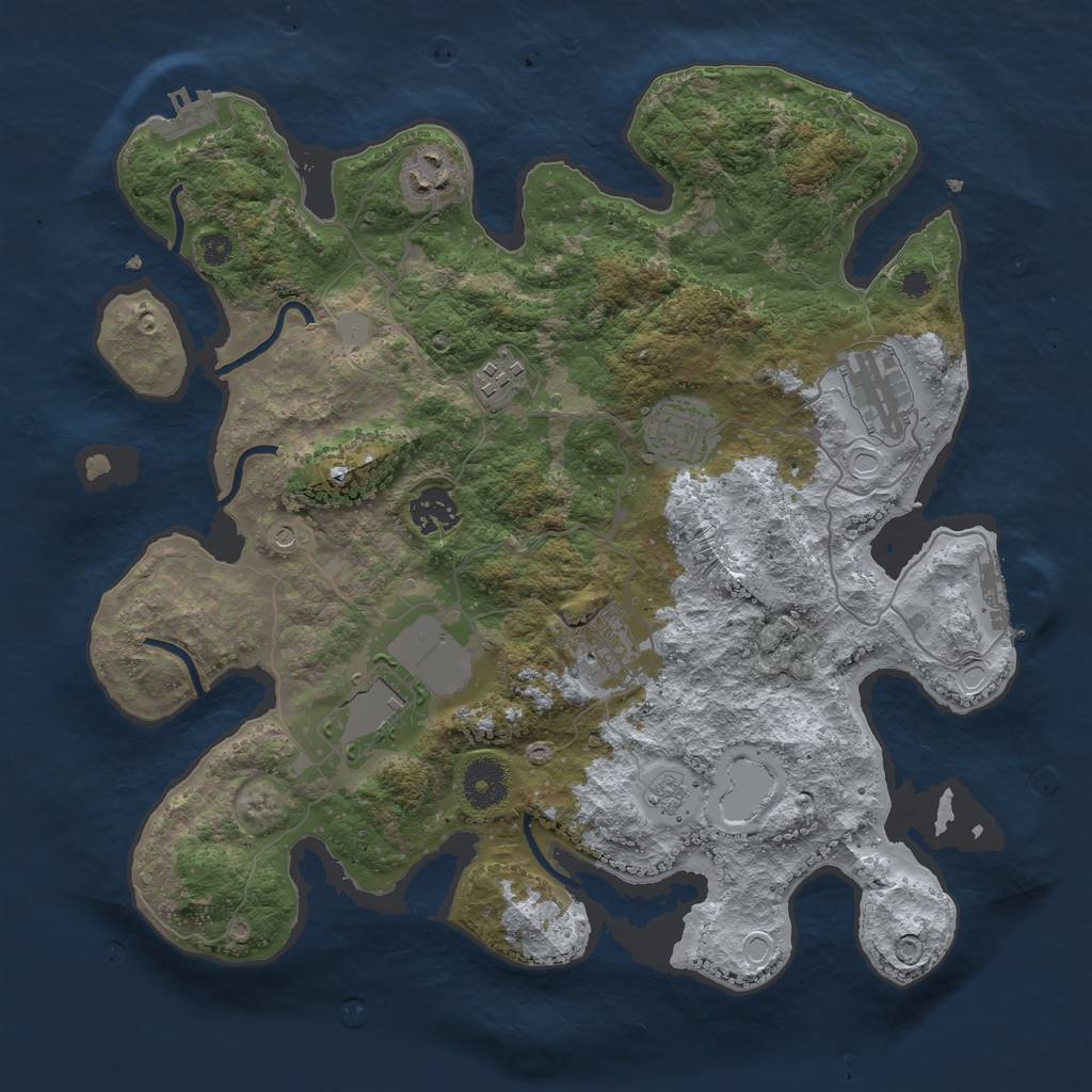 Rust Map: Procedural Map, Size: 3500, Seed: 1901173480, 14 Monuments
