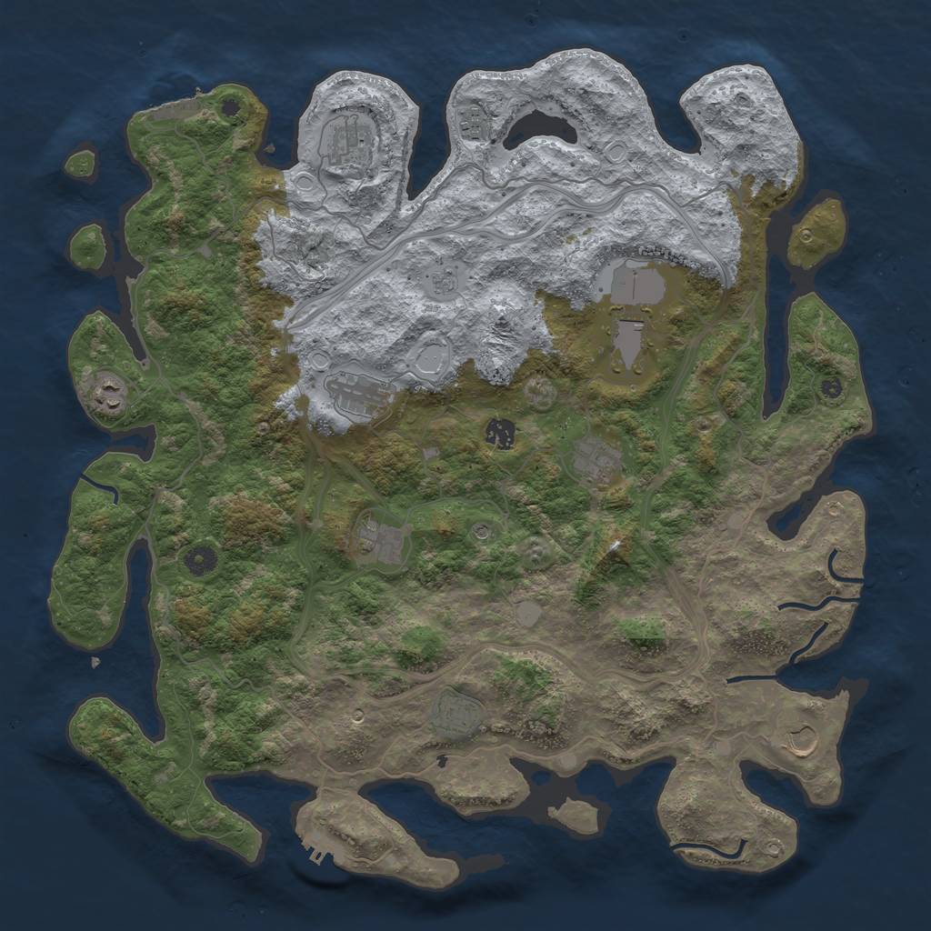 Rust Map: Procedural Map, Size: 4500, Seed: 3939493, 17 Monuments