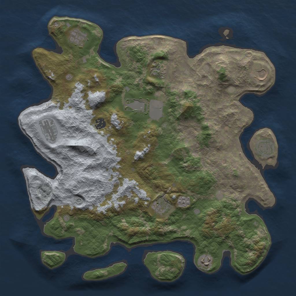 Rust Map: Barren, Size: 4000, Seed: 1434601229, 13 Monuments