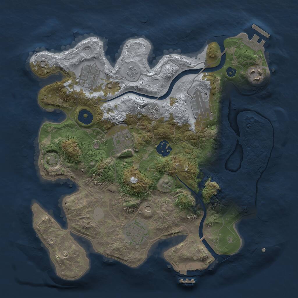Rust Map: Procedural Map, Size: 3000, Seed: 930566579, 13 Monuments
