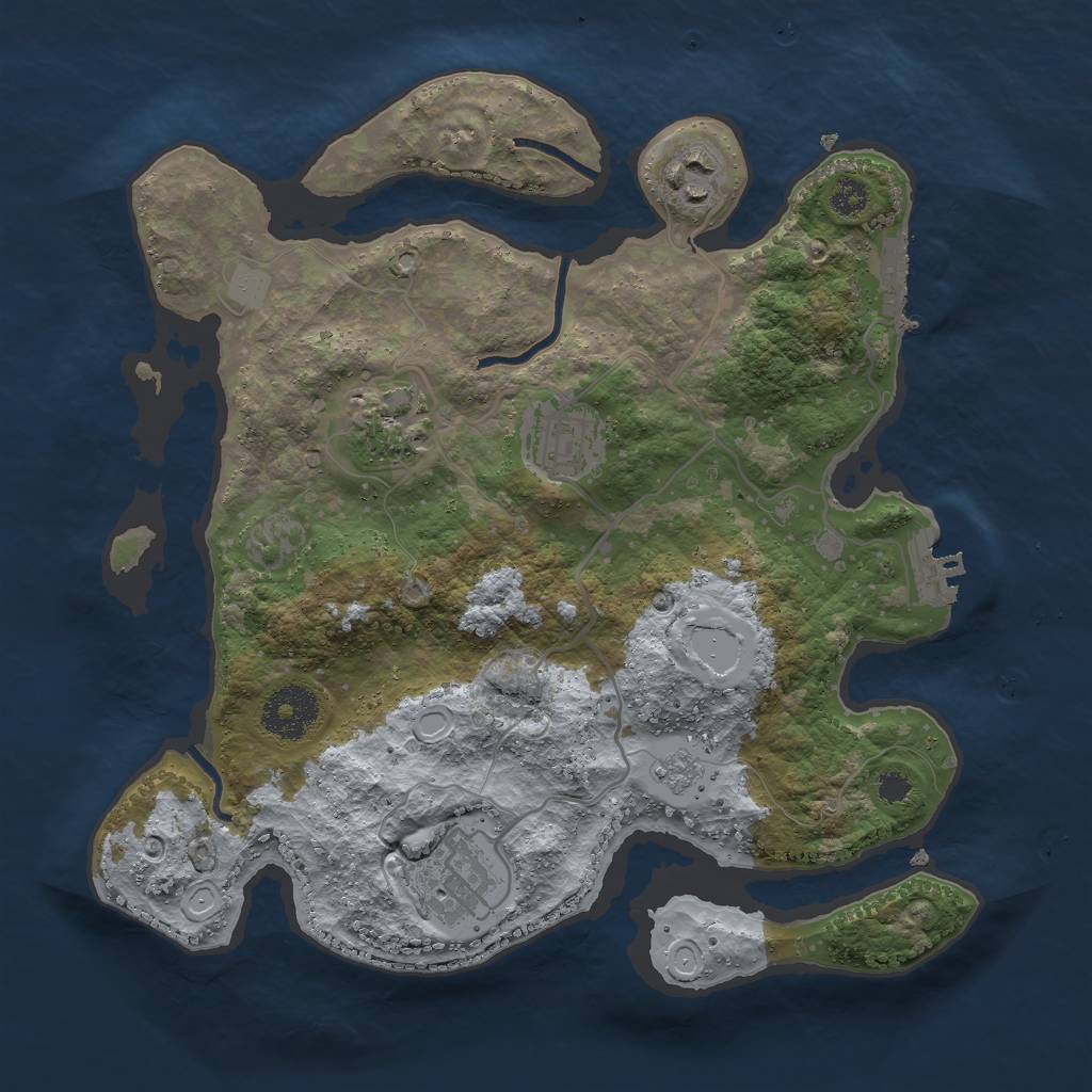 Rust Map: Procedural Map, Size: 3000, Seed: 1255271917, 10 Monuments