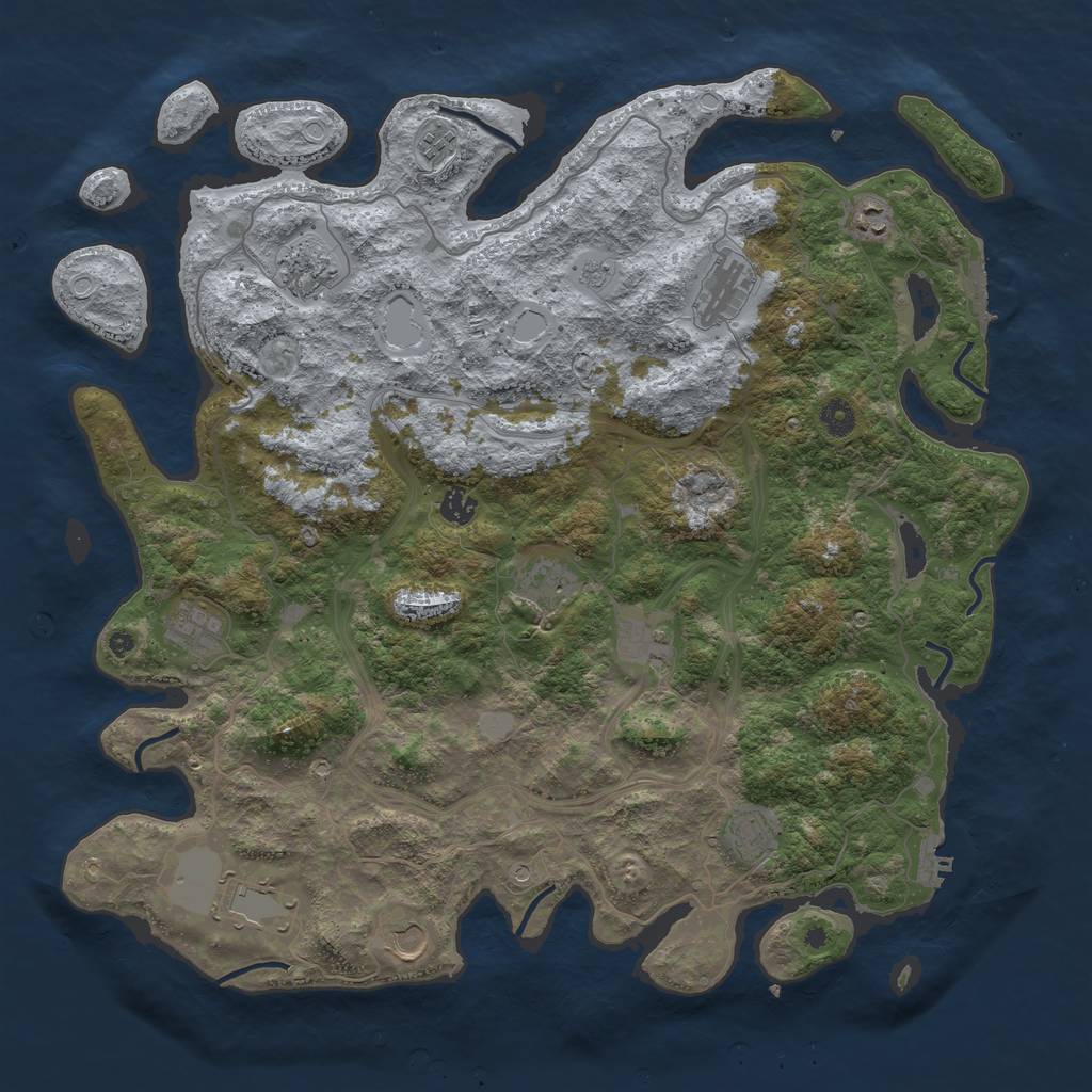 Rust Map: Procedural Map, Size: 4500, Seed: 558777241, 18 Monuments