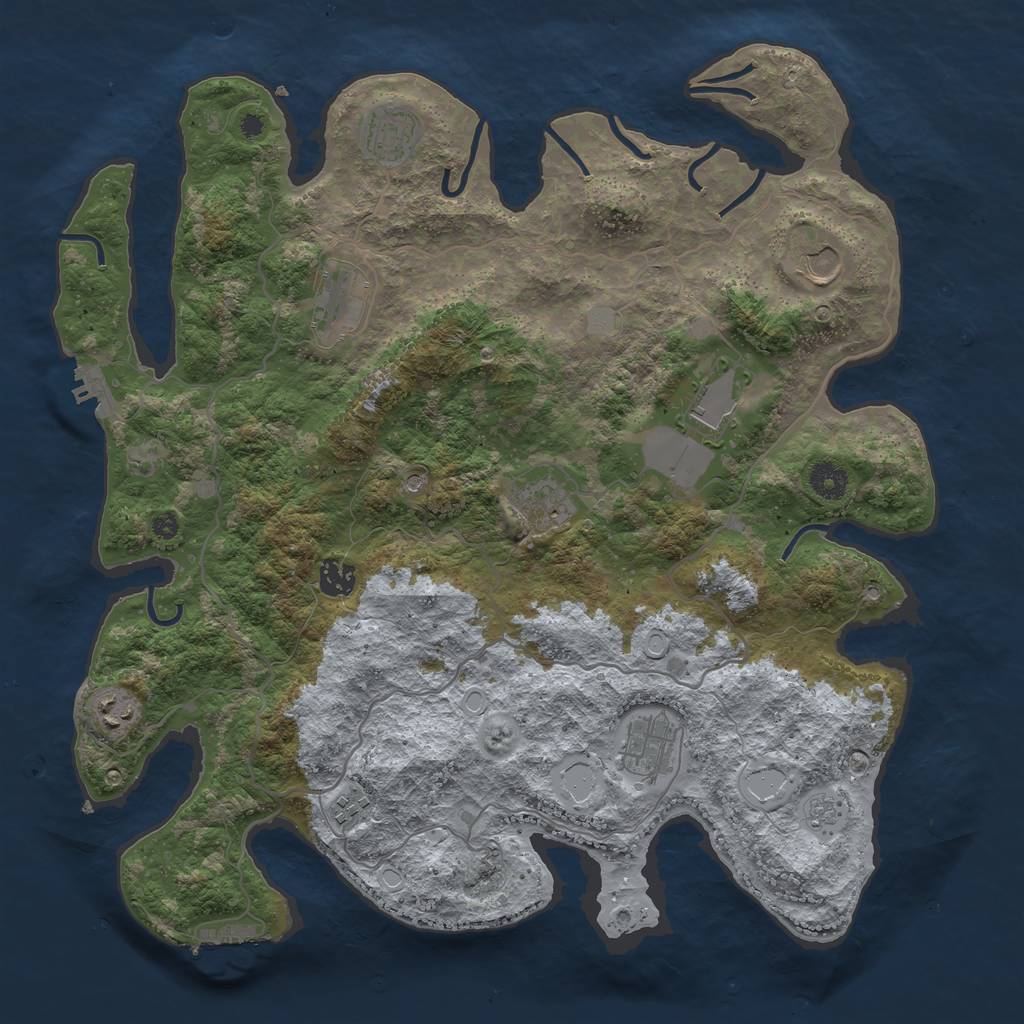 Rust Map: Procedural Map, Size: 4000, Seed: 91254, 16 Monuments