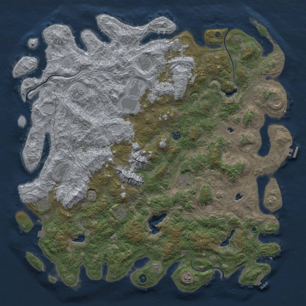 Rust Map: Procedural Map, Size: 5500, Seed: 1305493376, 17 Monuments