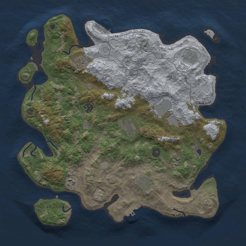 Rust Map: Procedural Map, Size: 4000, Seed: 122687651, 16 Monuments