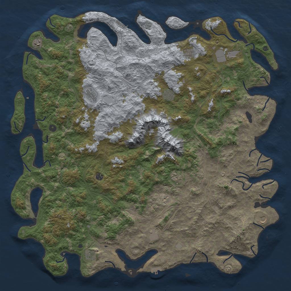 Rust Map: Procedural Map, Size: 6000, Seed: 1491357741, 18 Monuments