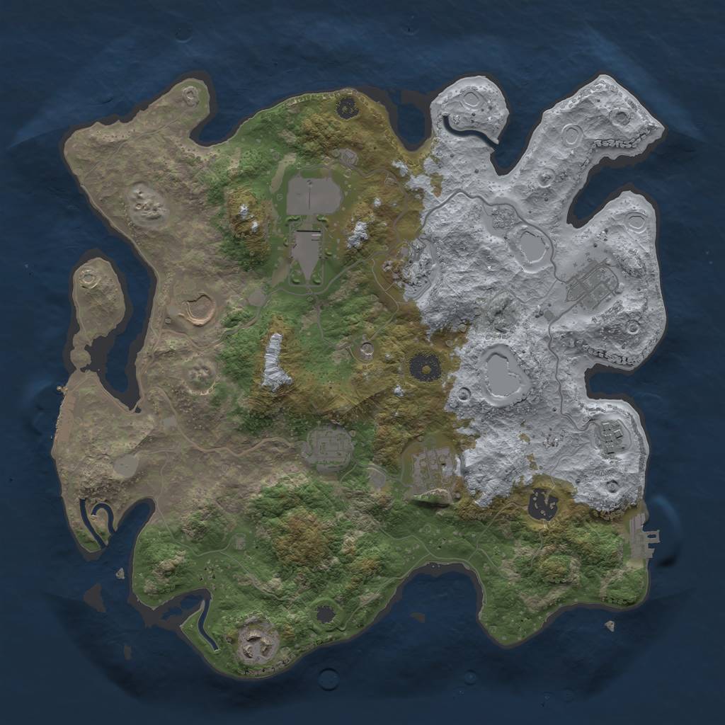 Rust Map: Procedural Map, Size: 3500, Seed: 20667, 16 Monuments