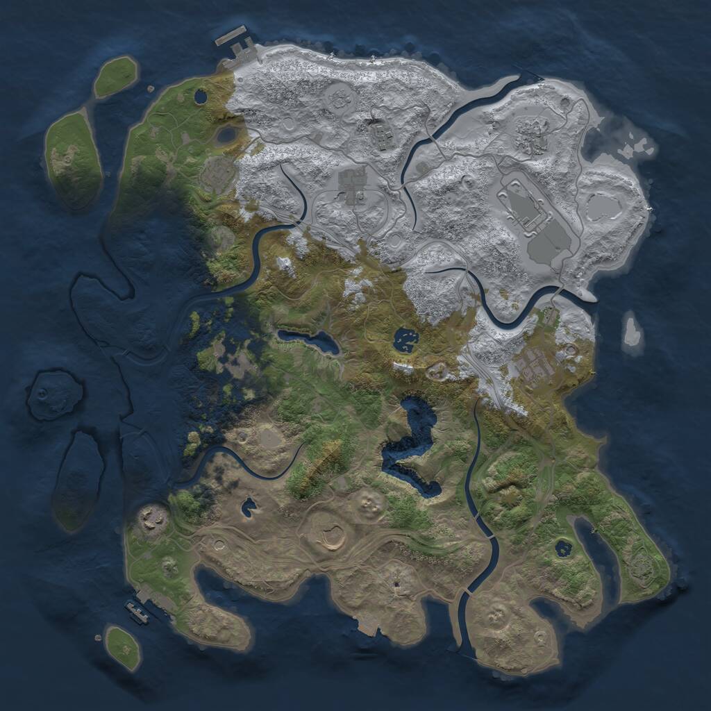 Rust Map: Procedural Map, Size: 4300, Seed: 311842378, 16 Monuments