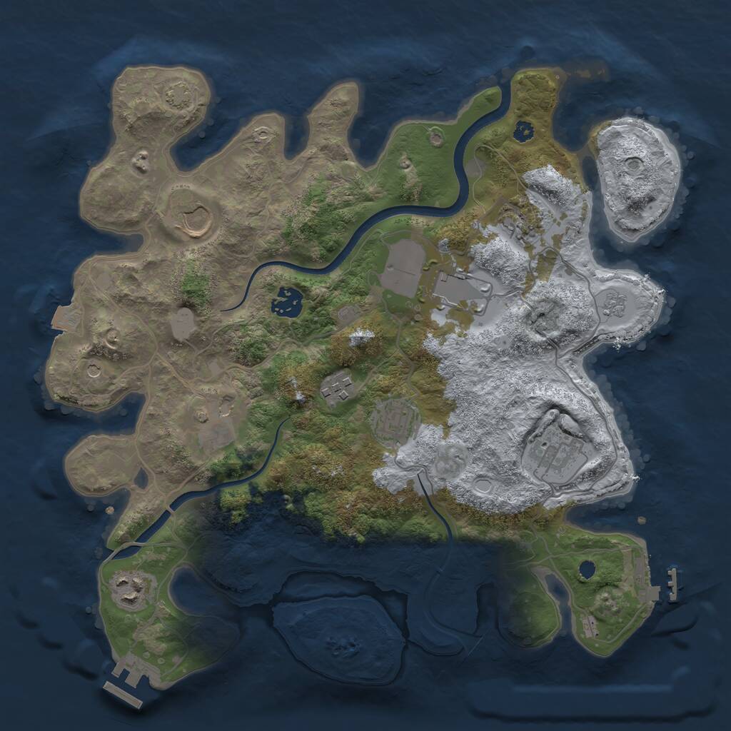 Rust Map: Procedural Map, Size: 3500, Seed: 841250643, 15 Monuments