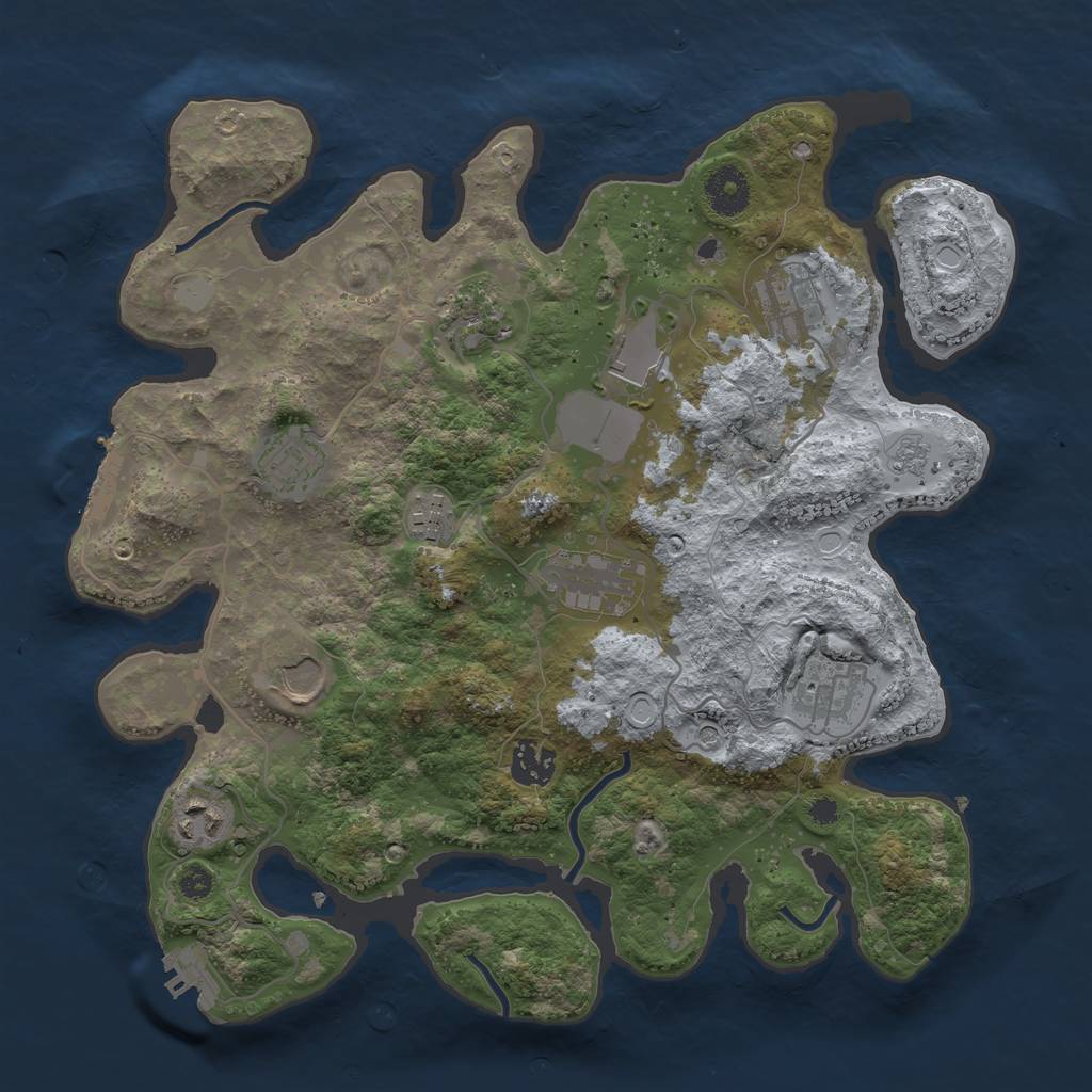 Rust Map: Procedural Map, Size: 3500, Seed: 841250643, 17 Monuments