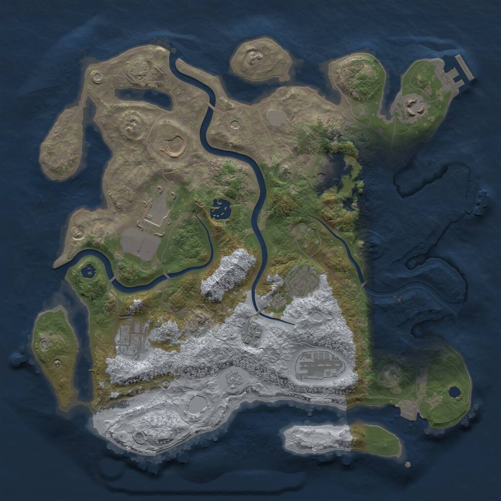 Rust Map: Procedural Map, Size: 3500, Seed: 1199617633, 15 Monuments