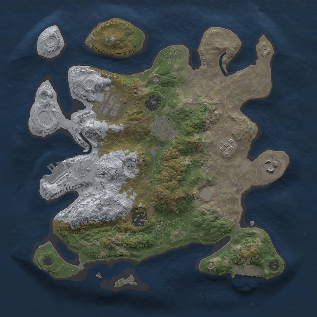 Rust Map: Procedural Map, Size: 3000, Seed: 825376758, 12 Monuments