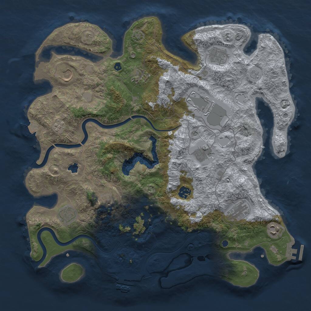 Rust Map: Procedural Map, Size: 4000, Seed: 100049539, 17 Monuments