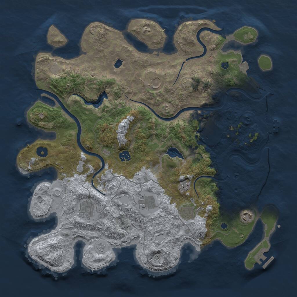 Rust Map: Procedural Map, Size: 4000, Seed: 1699215970, 14 Monuments