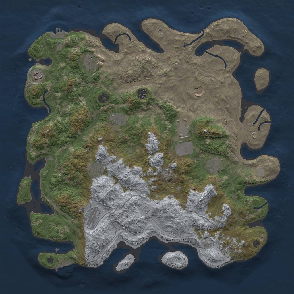 Rust Map: Procedural Map, Size: 4253, Seed: 341019848, 17 Monuments