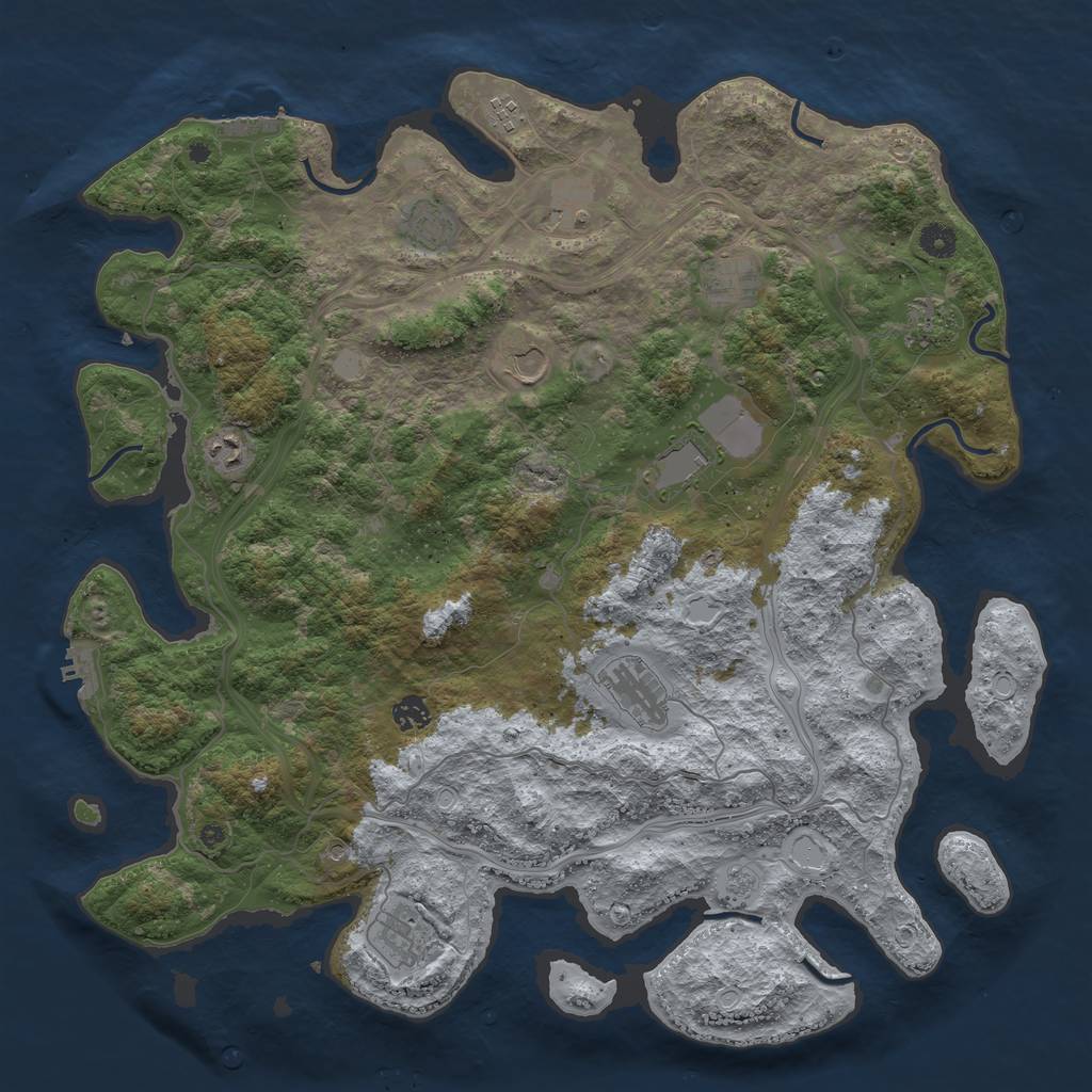 Rust Map: Procedural Map, Size: 4500, Seed: 403927, 18 Monuments