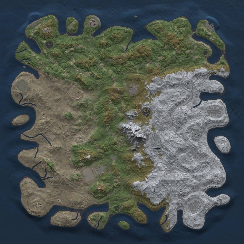 Rust Map: Procedural Map, Size: 5000, Seed: 418225642, 18 Monuments