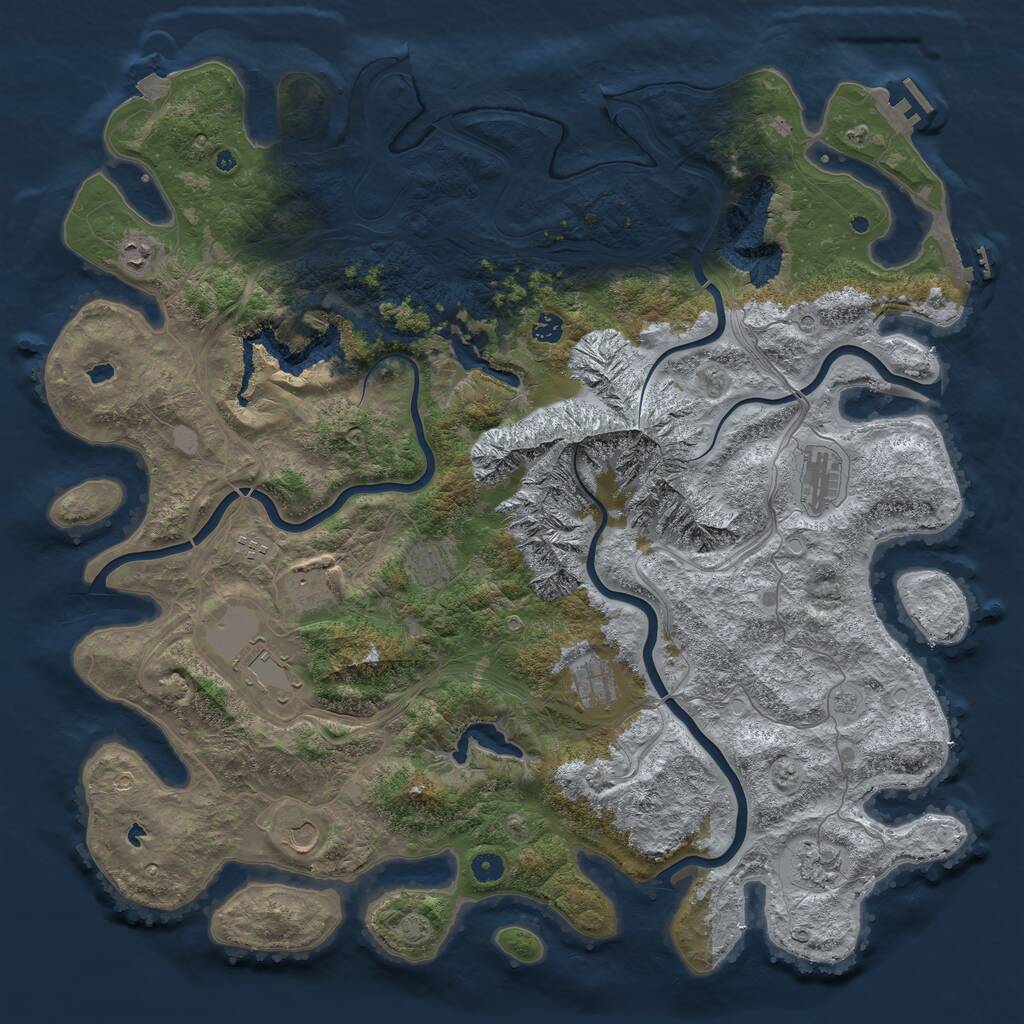 Rust Map: Procedural Map, Size: 5000, Seed: 418225642, 16 Monuments
