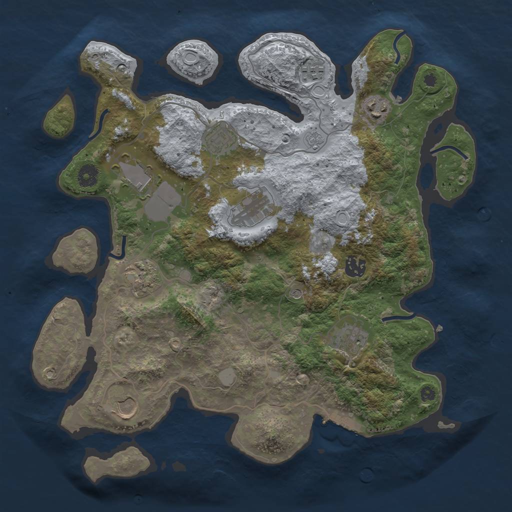 Rust Map: Procedural Map, Size: 3500, Seed: 1236969661, 15 Monuments