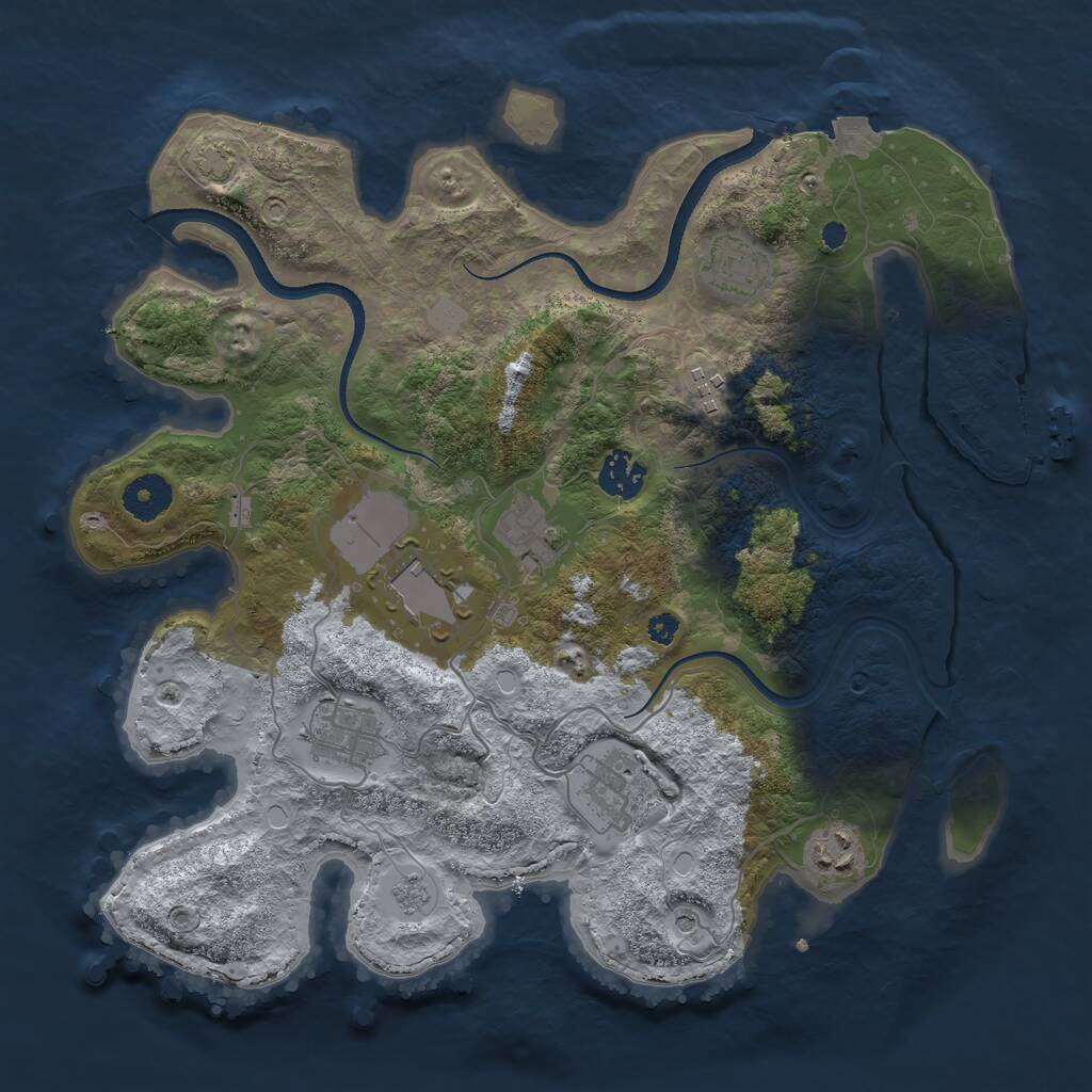 Rust Map: Procedural Map, Size: 3500, Seed: 1699215970, 13 Monuments