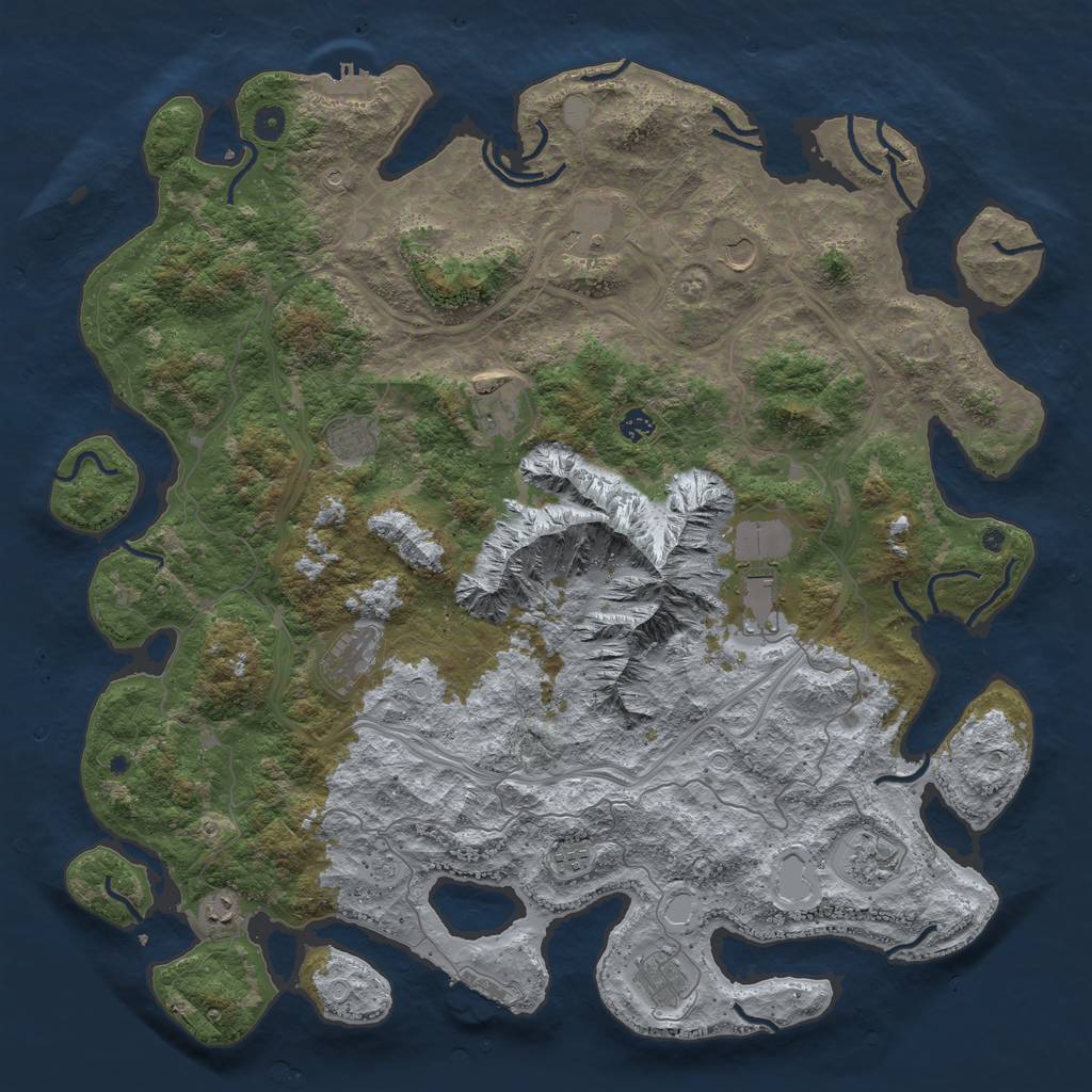 Rust Map: Procedural Map, Size: 5000, Seed: 961142642, 18 Monuments