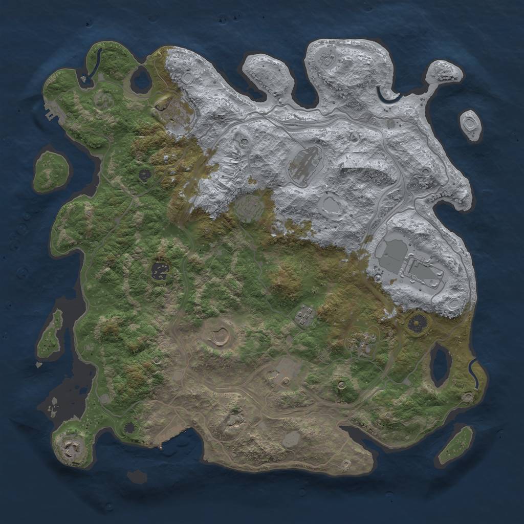 Rust Map: Procedural Map, Size: 4300, Seed: 742085751, 17 Monuments