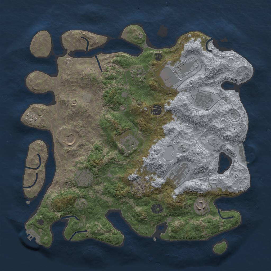 Rust Map: Procedural Map, Size: 3700, Seed: 1937376743, 17 Monuments