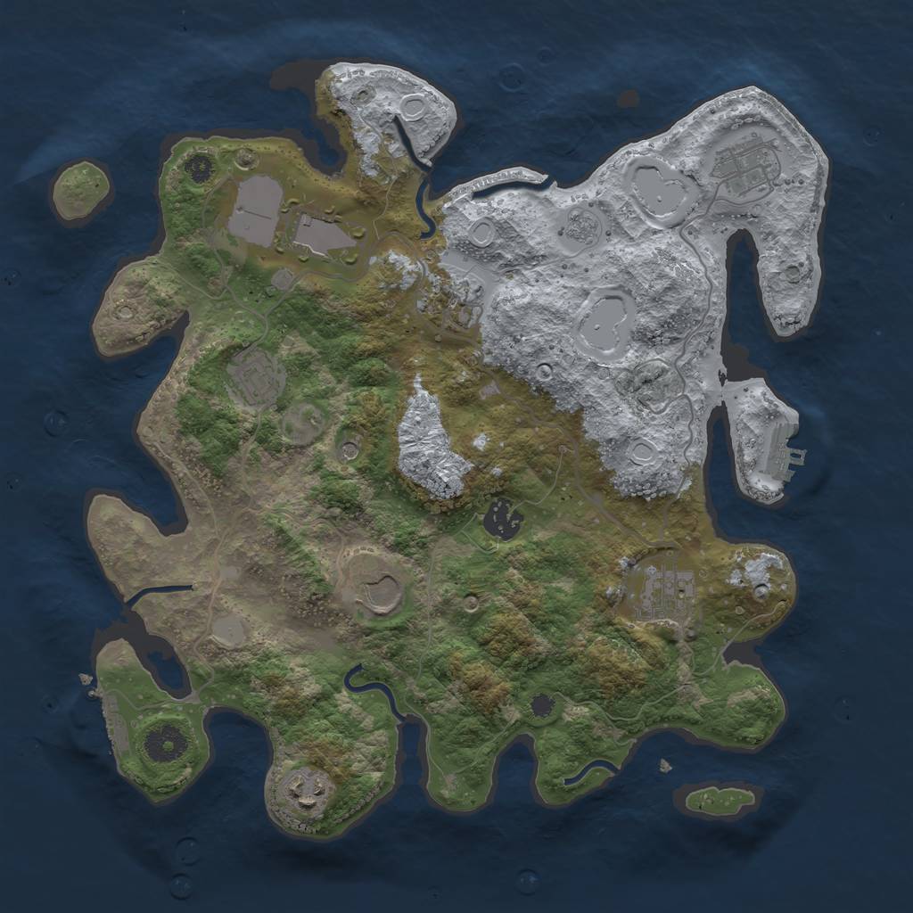 Rust Map: Procedural Map, Size: 3500, Seed: 12932, 15 Monuments