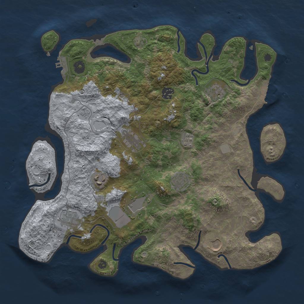 Rust Map: Procedural Map, Size: 3700, Seed: 1661393304, 16 Monuments