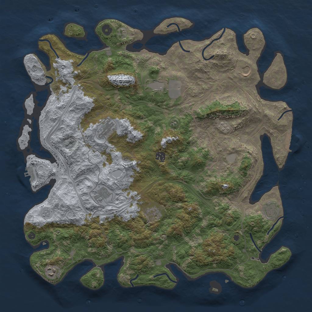 Rust Map: Procedural Map, Size: 4500, Seed: 379816739, 16 Monuments