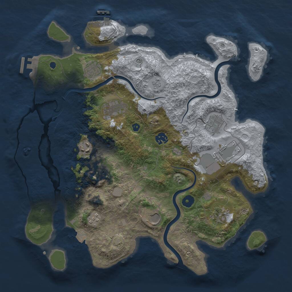 Rust Map: Procedural Map, Size: 3700, Seed: 1400618470, 16 Monuments