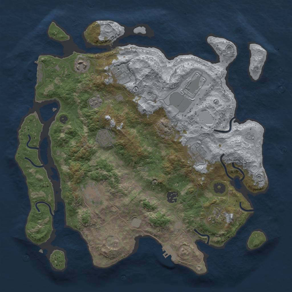 Rust Map: Procedural Map, Size: 3700, Seed: 1400618470, 16 Monuments
