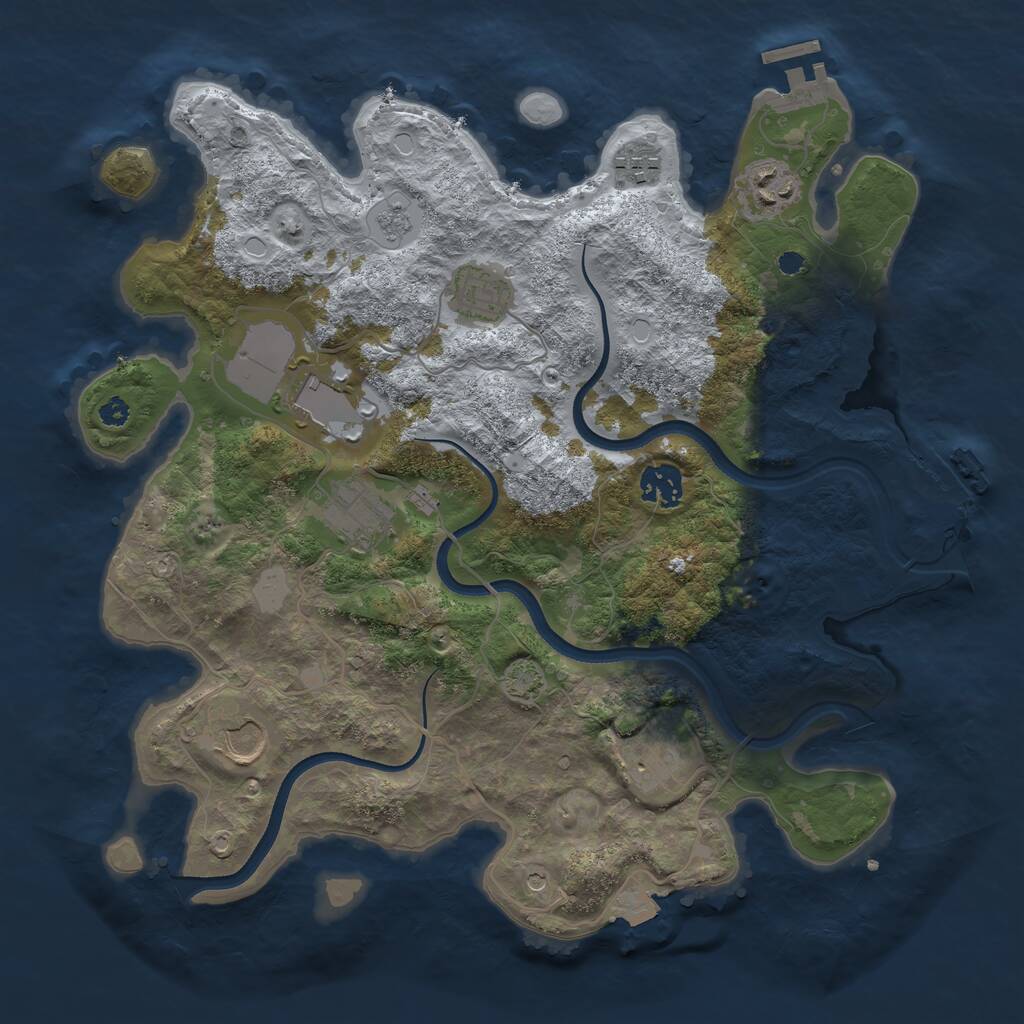 Rust Map: Procedural Map, Size: 3500, Seed: 1296177858, 14 Monuments