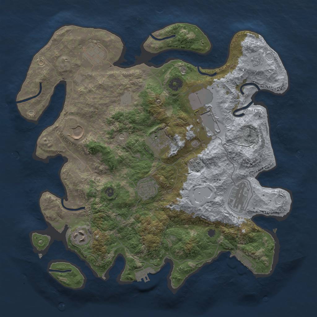 Rust Map: Procedural Map, Size: 3500, Seed: 862146716, 15 Monuments