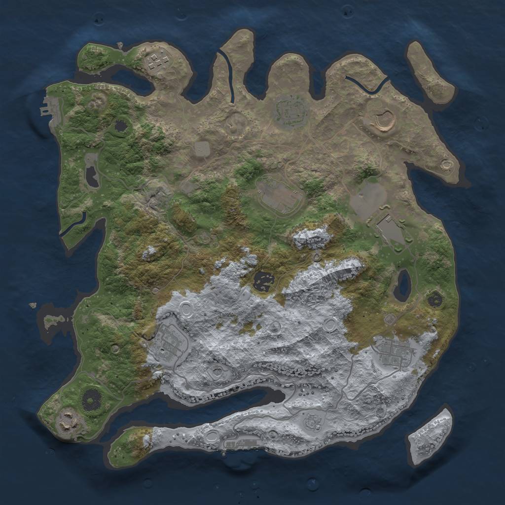 Rust Map: Procedural Map, Size: 3600, Seed: 10403, 16 Monuments