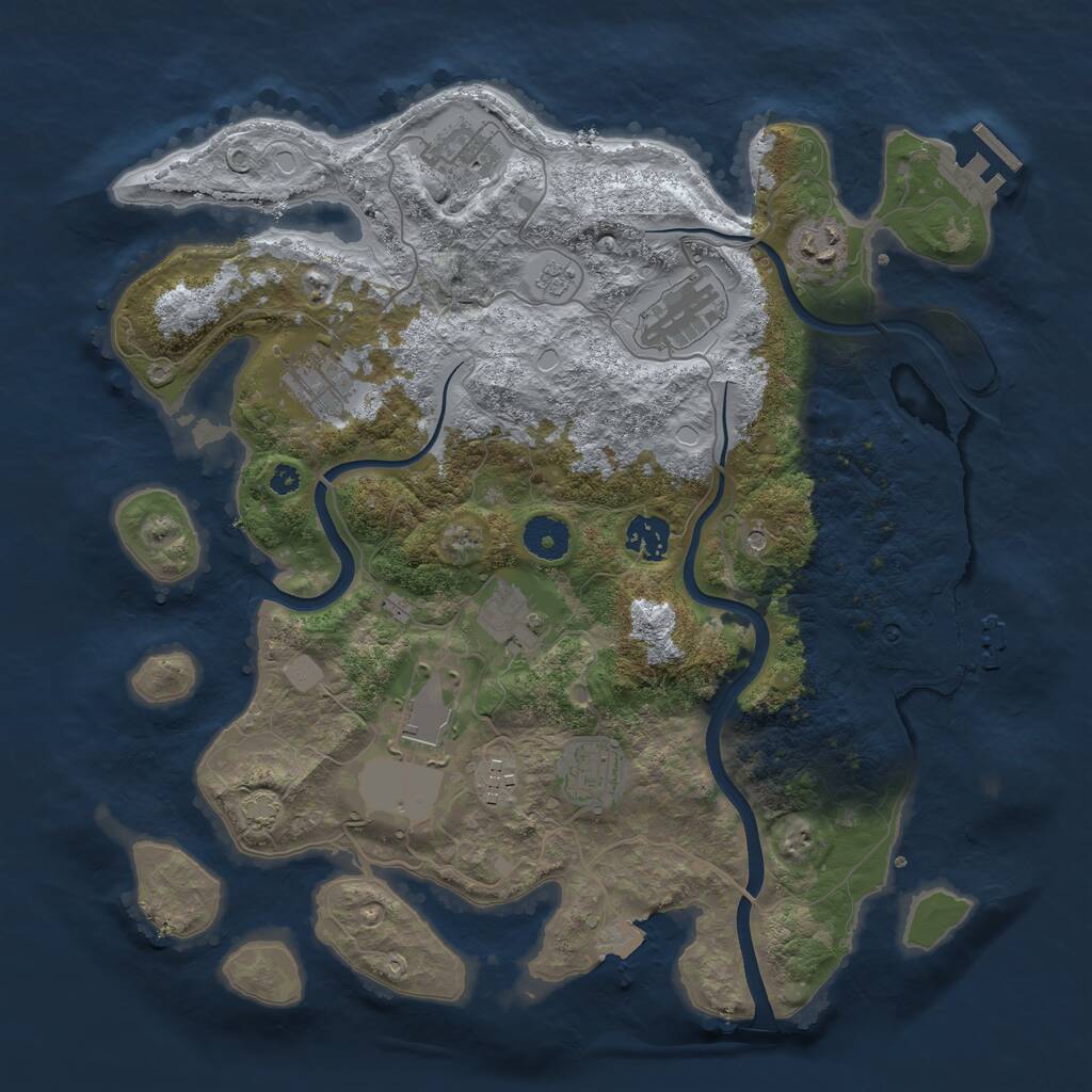 Rust Map: Procedural Map, Size: 3650, Seed: 60975127, 15 Monuments