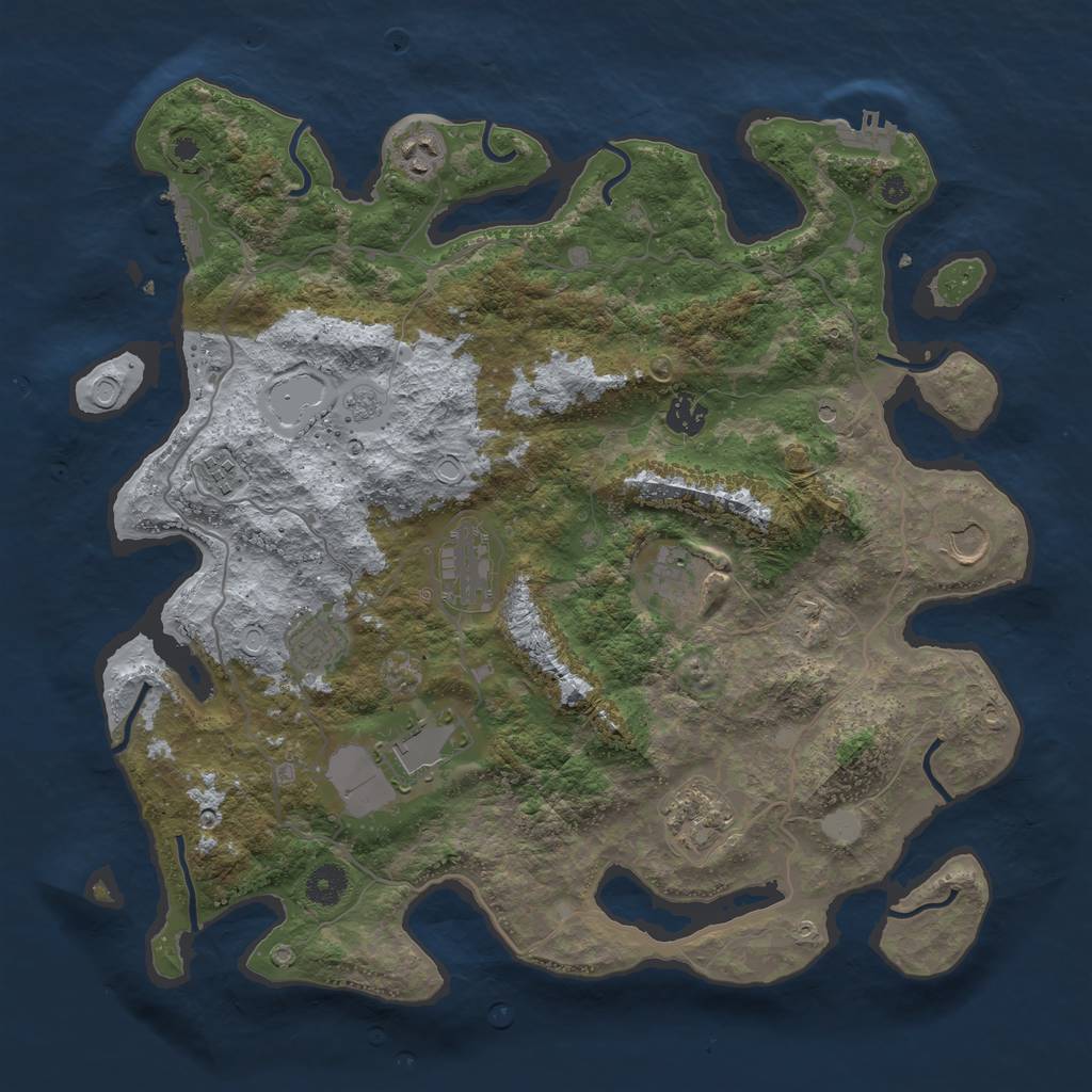 Rust Map: Procedural Map, Size: 4000, Seed: 1350285157, 16 Monuments