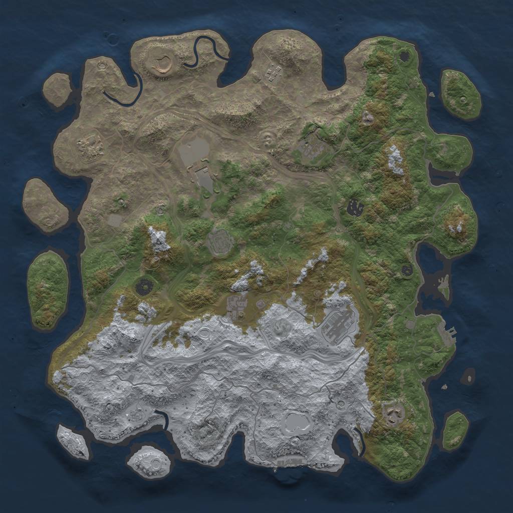 Rust Map: Procedural Map, Size: 4500, Seed: 56758798, 17 Monuments