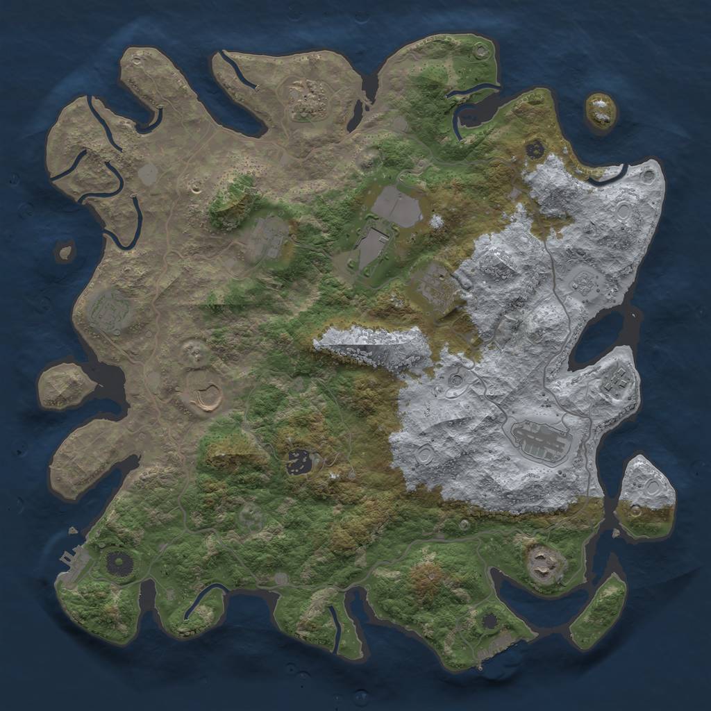 Rust Map: Procedural Map, Size: 4000, Seed: 281945479, 17 Monuments