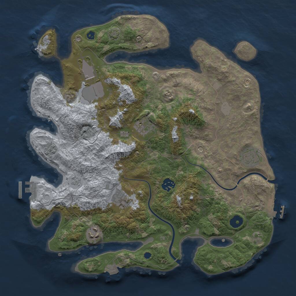 Rust Map: Procedural Map, Size: 3550, Seed: 635703, 13 Monuments