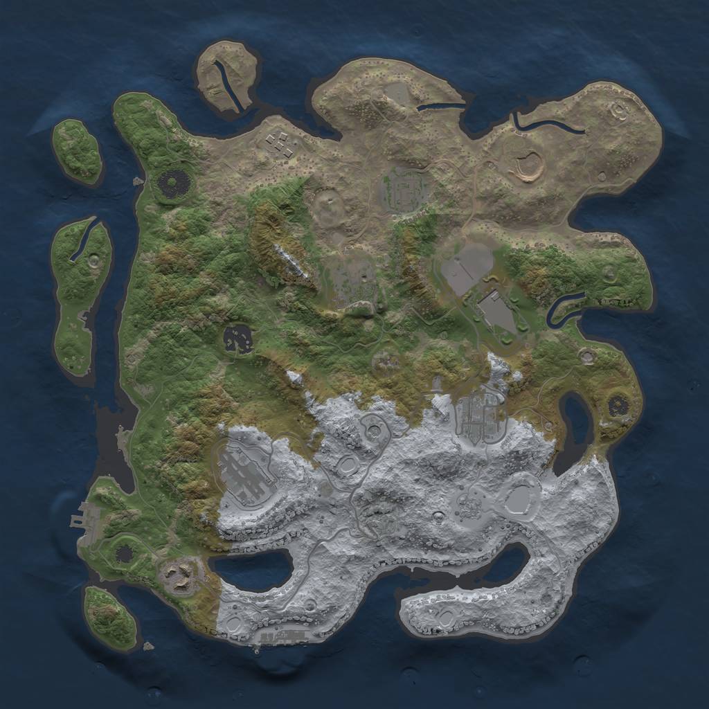 Rust Map: Procedural Map, Size: 3500, Seed: 891549235, 16 Monuments