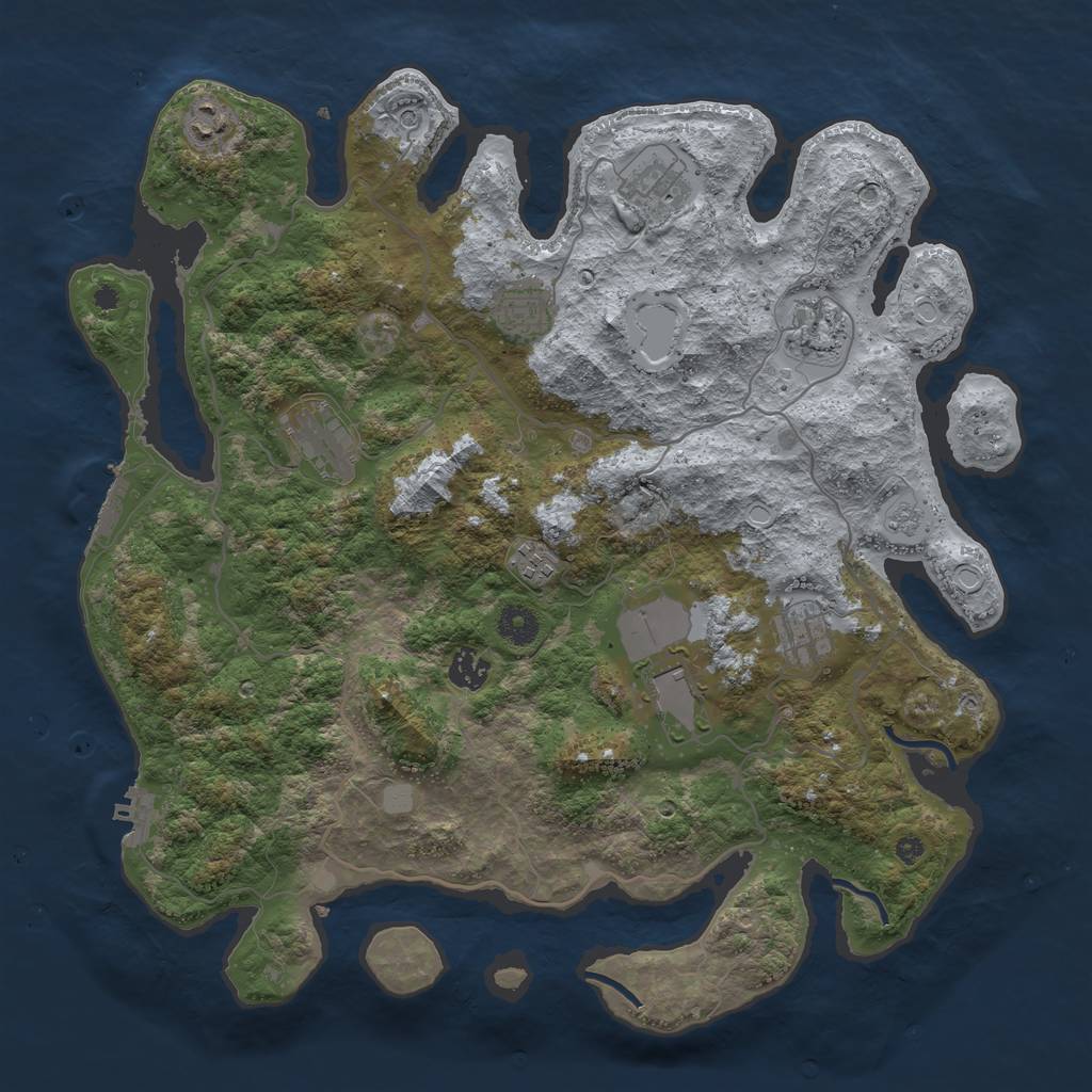 Rust Map: Procedural Map, Size: 4000, Seed: 1072916906, 16 Monuments