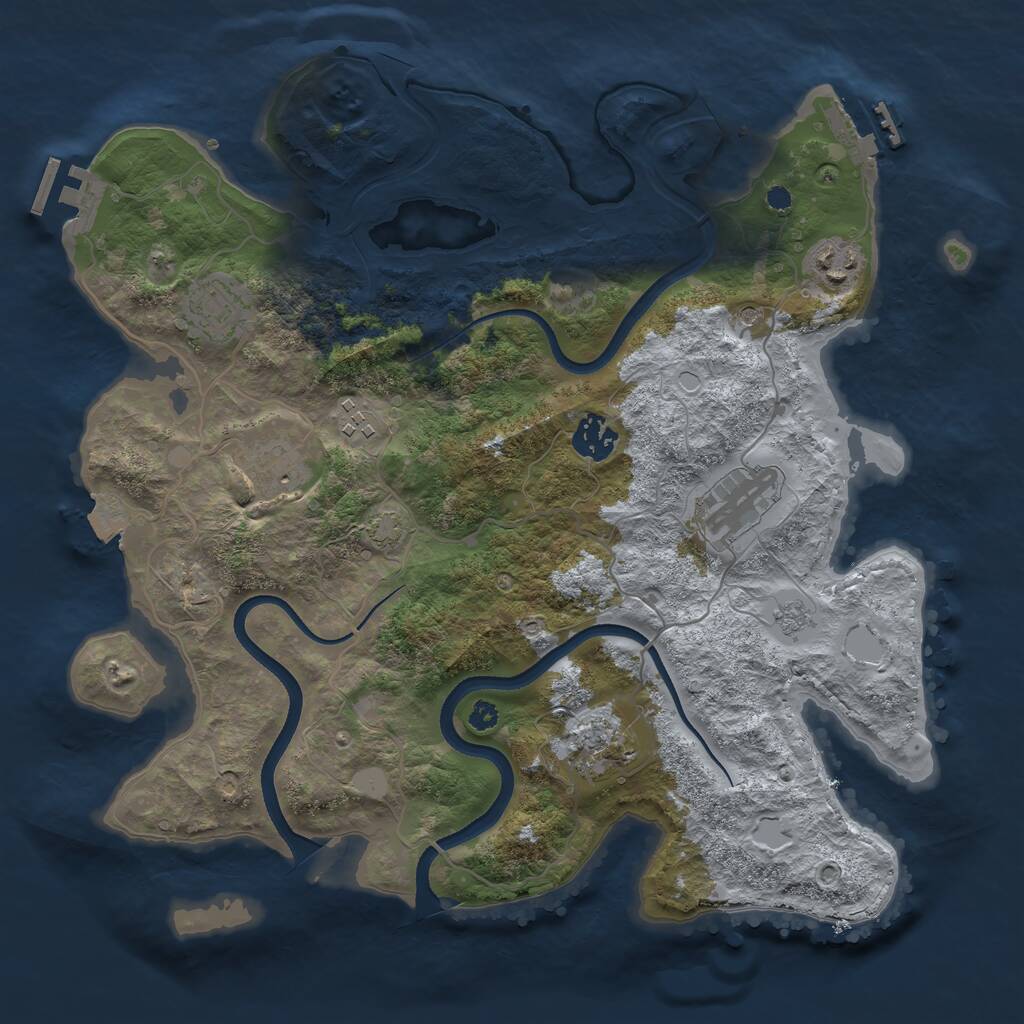 Rust Map: Procedural Map, Size: 3500, Seed: 837173411, 13 Monuments