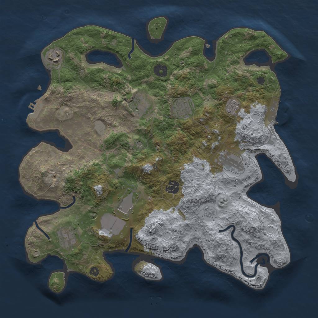 Rust Map: Procedural Map, Size: 3500, Seed: 599557000, 15 Monuments