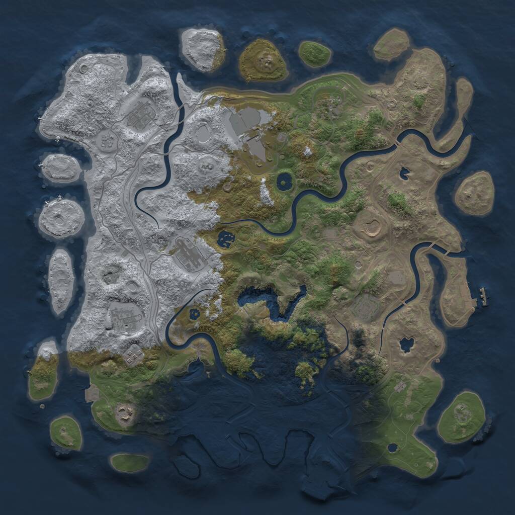 Rust Map: Procedural Map, Size: 4500, Seed: 1307065924, 16 Monuments